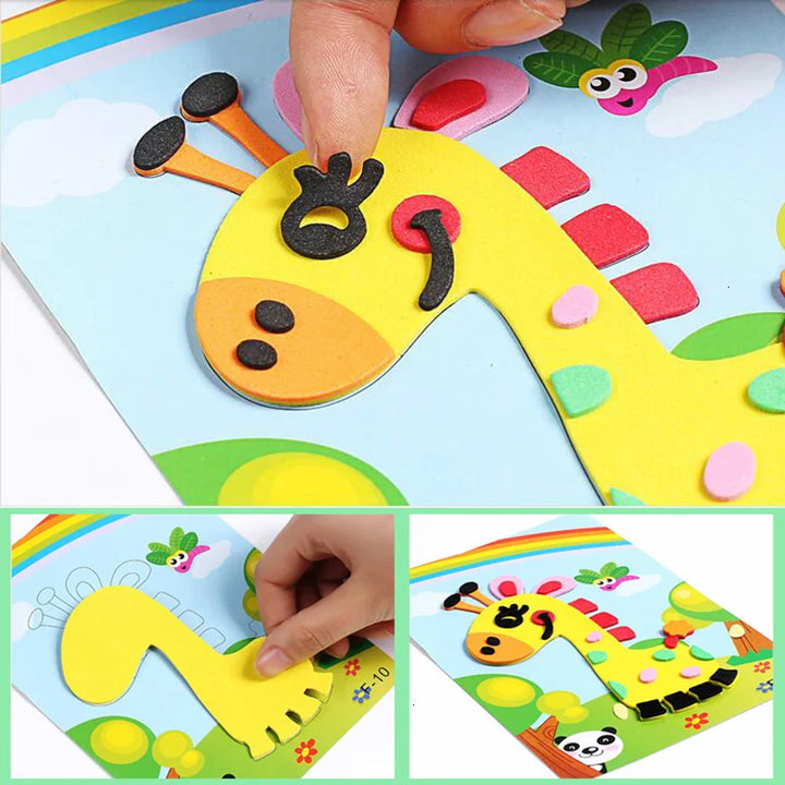 VA Foam Sticker Puzzle para Crianças, Animal Criativo Dos Desenhos Animados